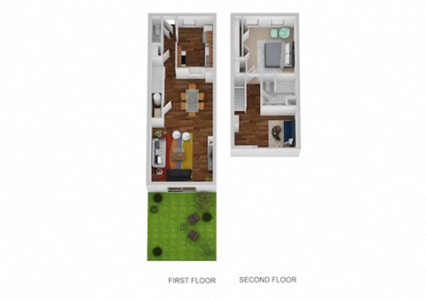 Floor plan for 1 bed, 1.5 baths, 1111 sqft